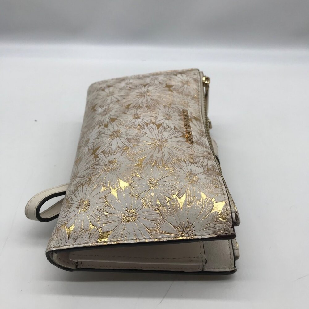 Michael Kors Gold Floral Embossed Leather Karla Wristlet - Picture 3 of 12